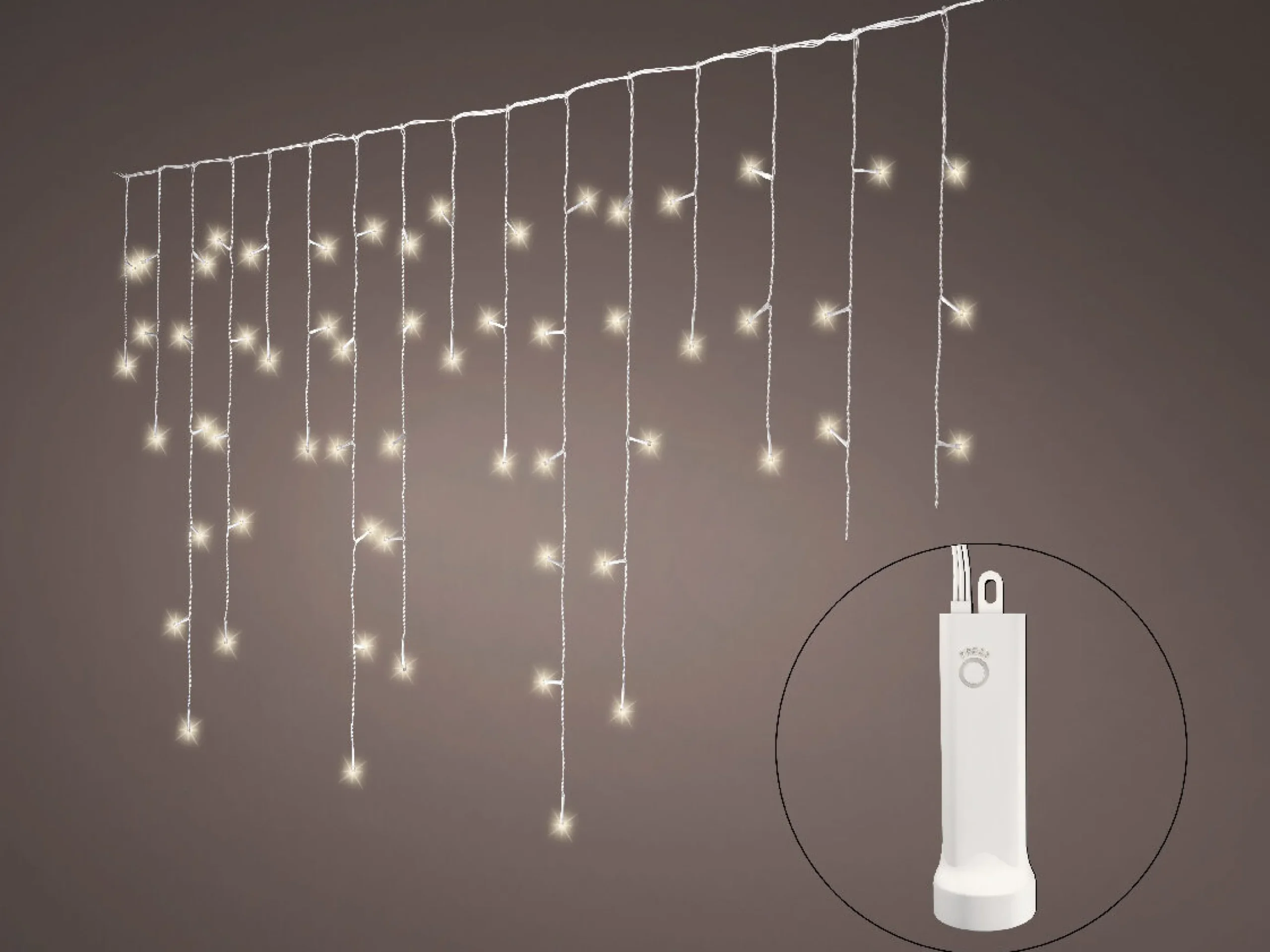 192 Durawise Warm White Battery Icicle Christmas Lights