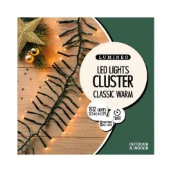 1512 Led Twinkle Cluster Christmas Lights Warm White With Green Cable