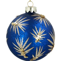 Antique Blue Glass Ball With Gold Twigs