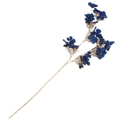 Blue Fabric Hydrangea With Gold Glitter Stem