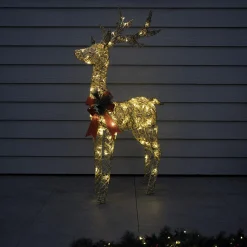 130Cm Gold Glitter Reindeer With 80 Warm White Led Lights