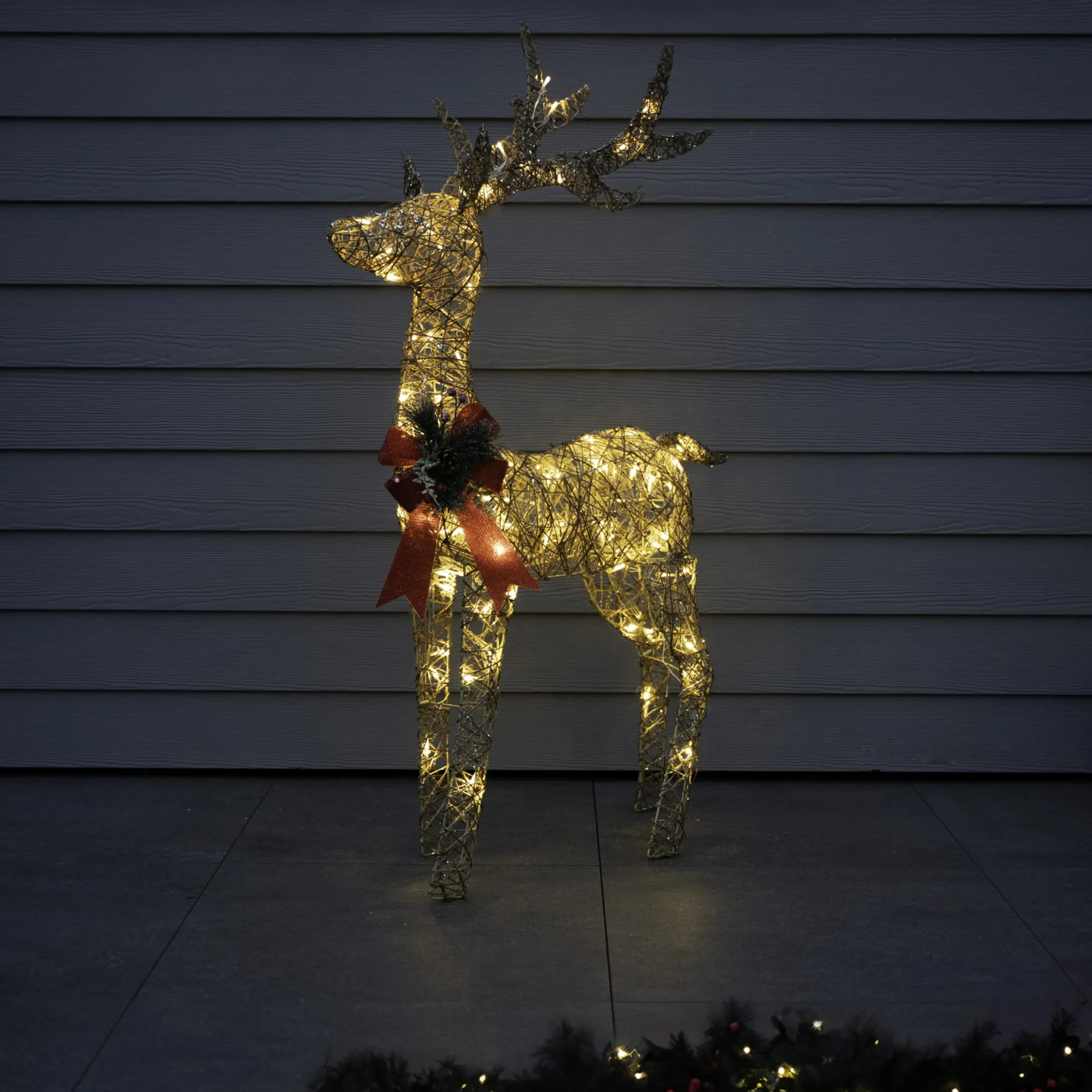 130Cm Gold Glitter Reindeer With 80 Warm White Led Lights