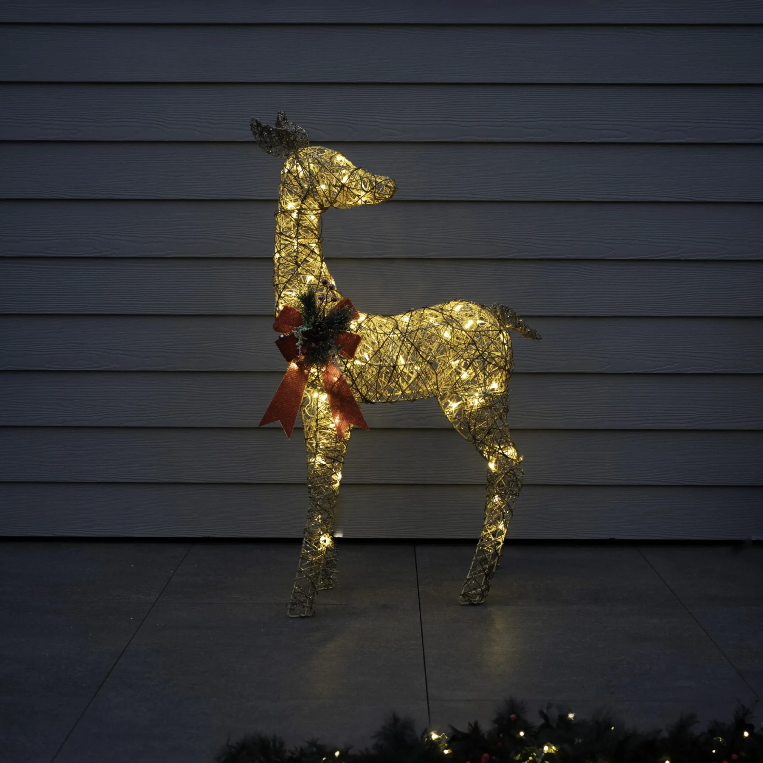 110Cm Gold Glitter Reindeer With 70 Warm White Led Lights
