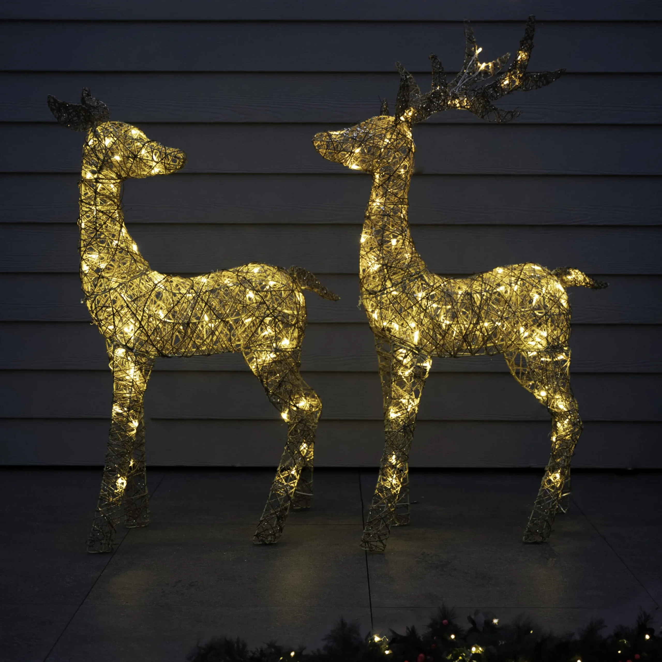 110Cm Gold Glitter Reindeer With 70 Warm White Led Lights