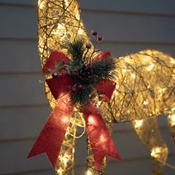 110Cm Gold Glitter Reindeer With 70 Warm White Led Lights