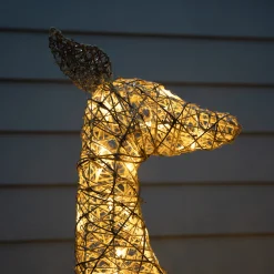 110Cm Gold Glitter Reindeer With 70 Warm White Led Lights