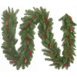 9Ft Everyday Collection Christmas Garland With Pine Cones & Red Berries