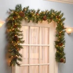 9Ft Pine Cone Pre-Lit Christmas Garland