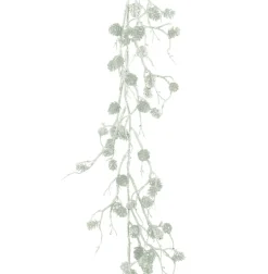 6Ft Silver Sparkle Pine Cone Christmas Garland