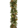 9Ft Wintry Pine Garland With Cones, Red Berries And Snowflakes