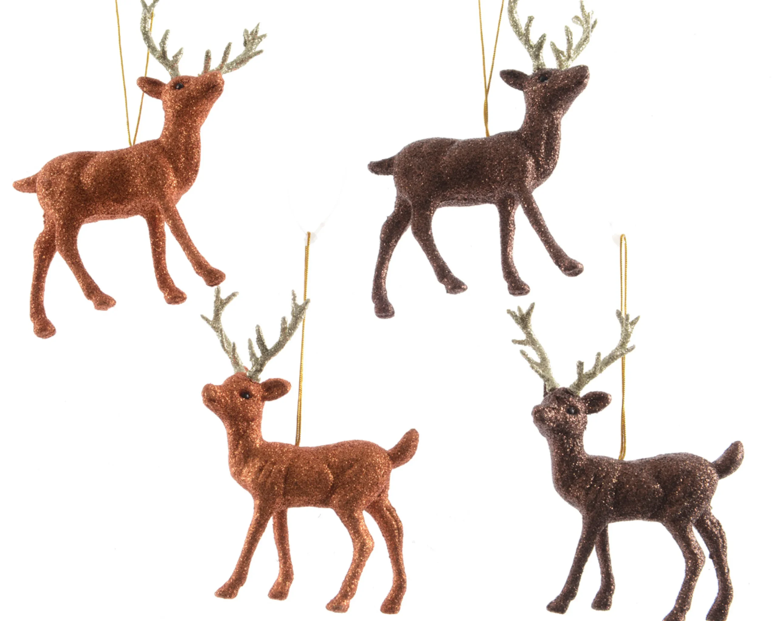 Hanging Plastic Reindeers With Glitter