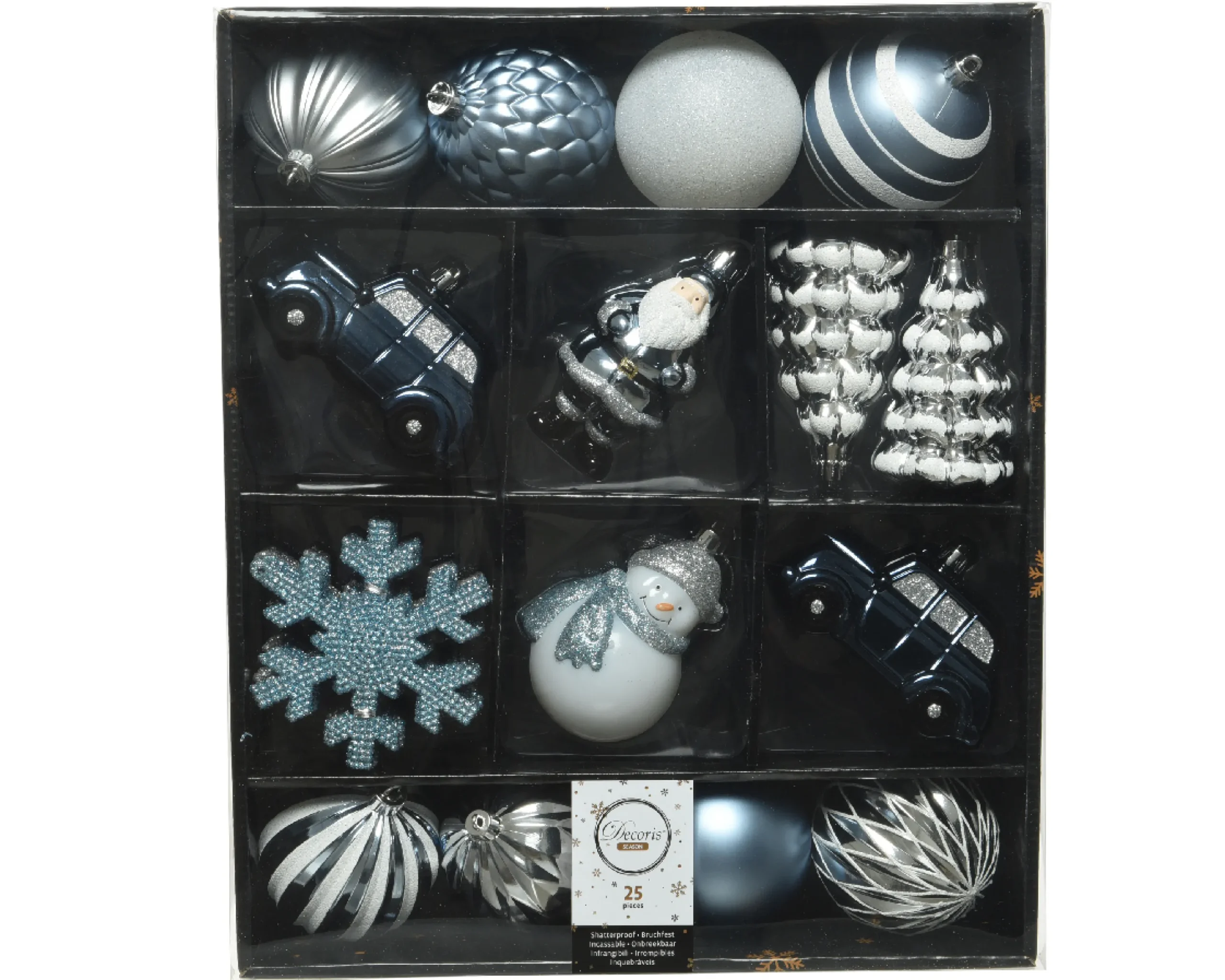 Mixed Christmas Bauble Box Winter Blue