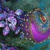 Peacock Purple Glitter Braid Sequin Ball Decor