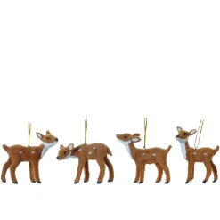 Set Of 4 Suspended 10Cm Assorted Deer Decorations