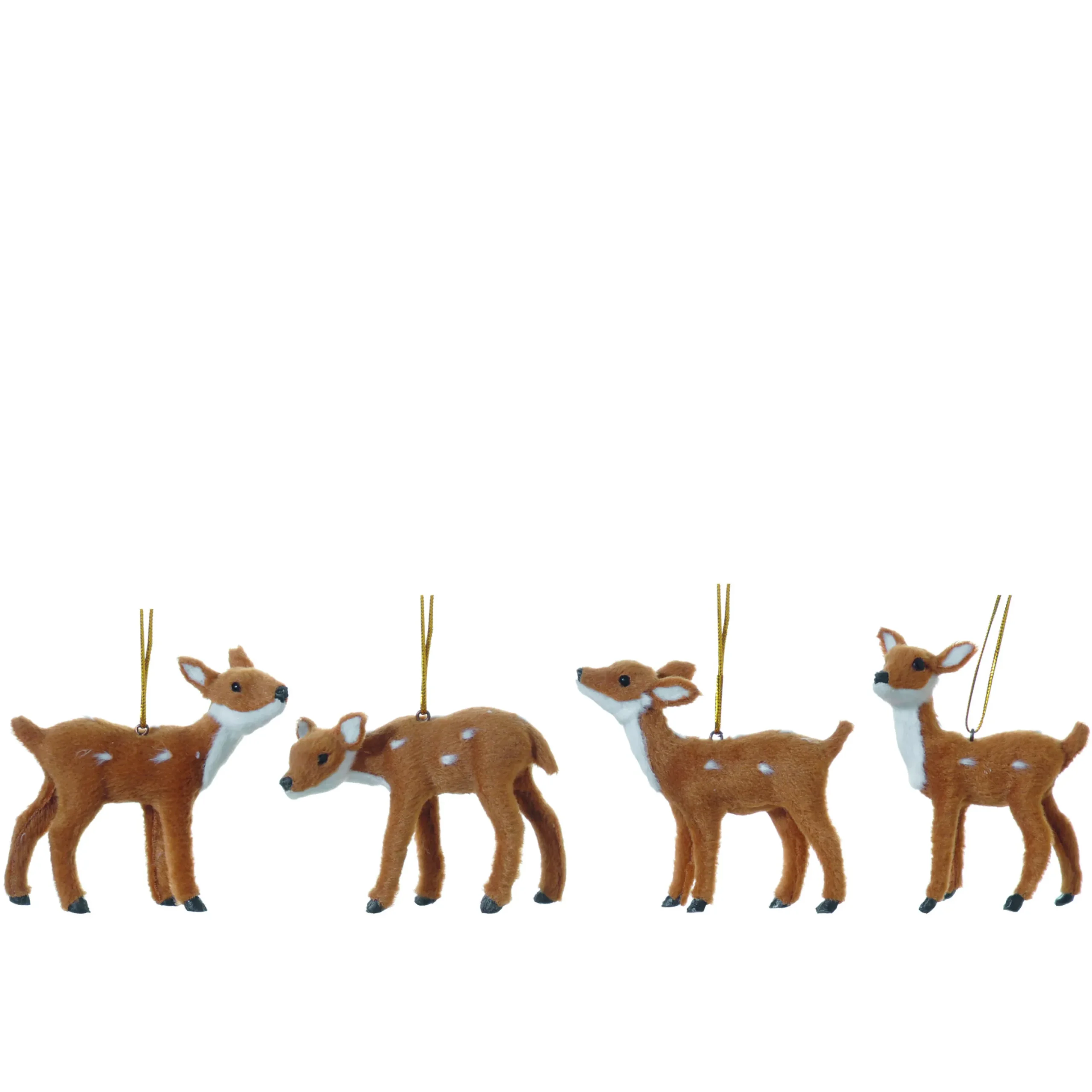 Set Of 4 Suspended 10Cm Assorted Deer Decorations